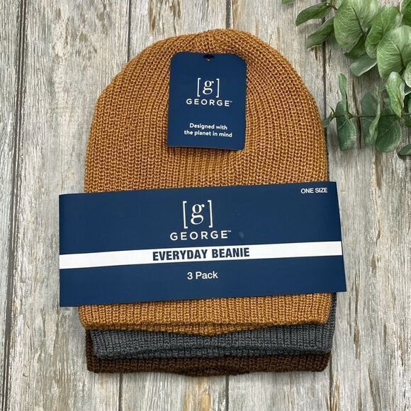 Men’s Comfy Cozy Warm Winter Beanie Stocking Hat Set, 3-Pack - Picture 1 of 7